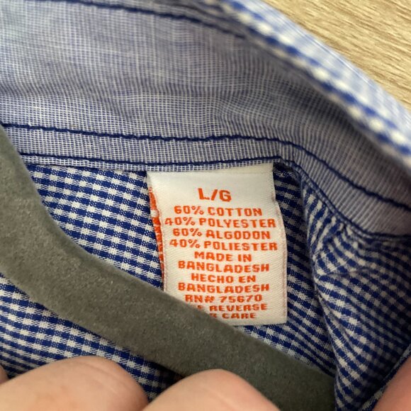 Men's Large Michael Brandon Blue Plaid Long Sleeve Button Down Shirt - Picture 3 of 7